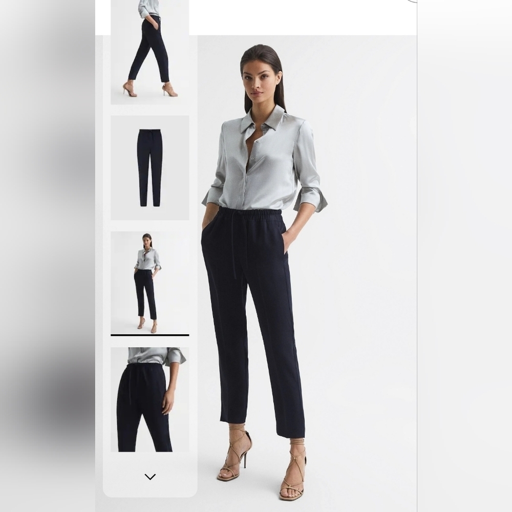 REISS Hailey Tapered Pull On Trousers in Black size US 8